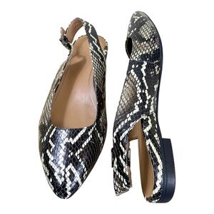 Vionic Slingback Shoes Jade Boa Snakeskin Black Brown (7.5)